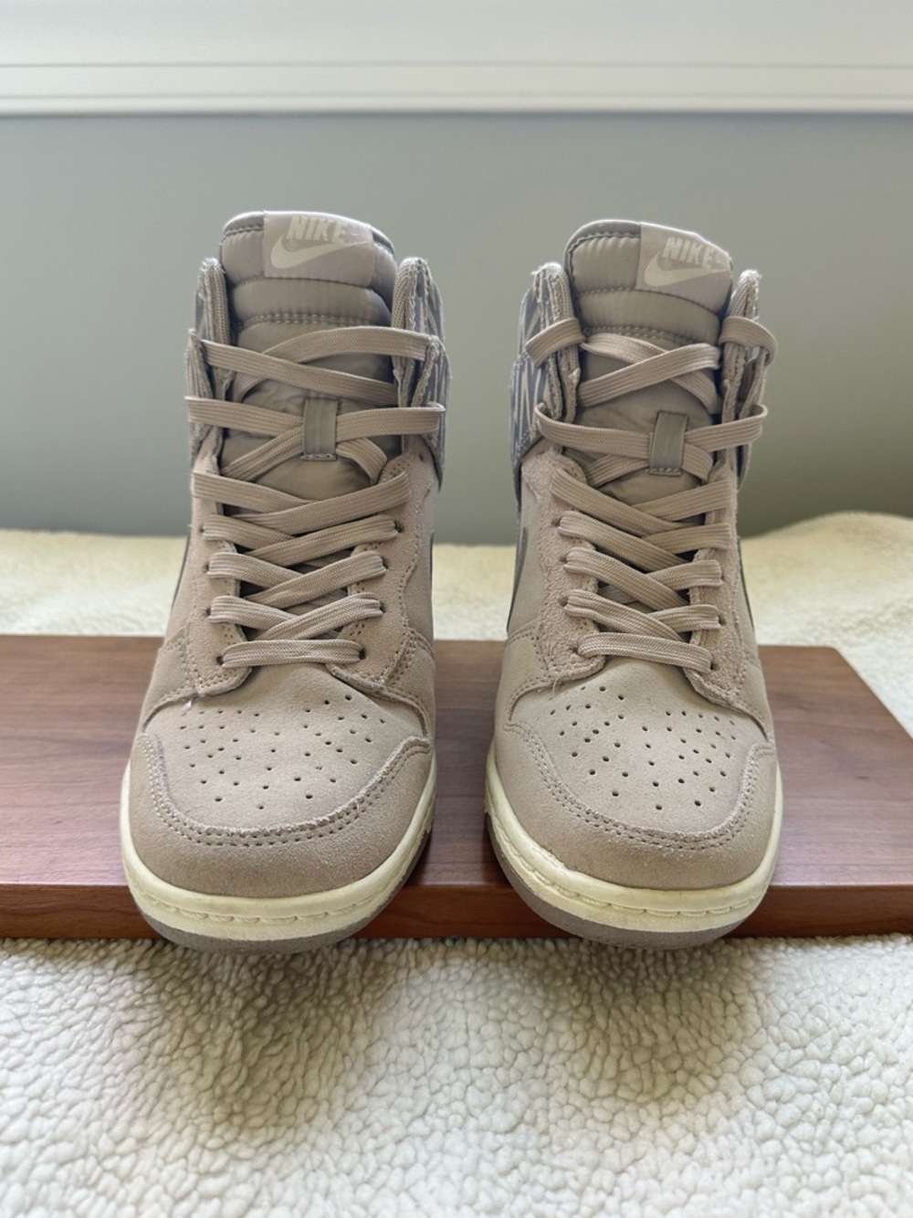 Nike High-Top Sneakers in Taupe and Cream